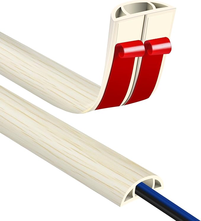 Floor Cord Covers for Wires 10FT Cable Hider Wire Cover Self Adhesive Cord Hider Floor for Offices, Homes, Workshops, Warehouses Cable Cavity 0.39" W x 0.27" H