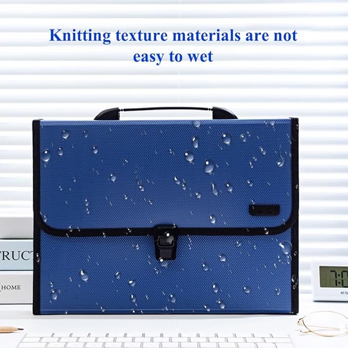 M&G Expanding File Folder 12 Pockets Accordion File Organizer with Labels, Portable Document Receipt Organizer for A4 Letter Size Paper, Waterproof Folder for Business School Office Supplies (Blue)