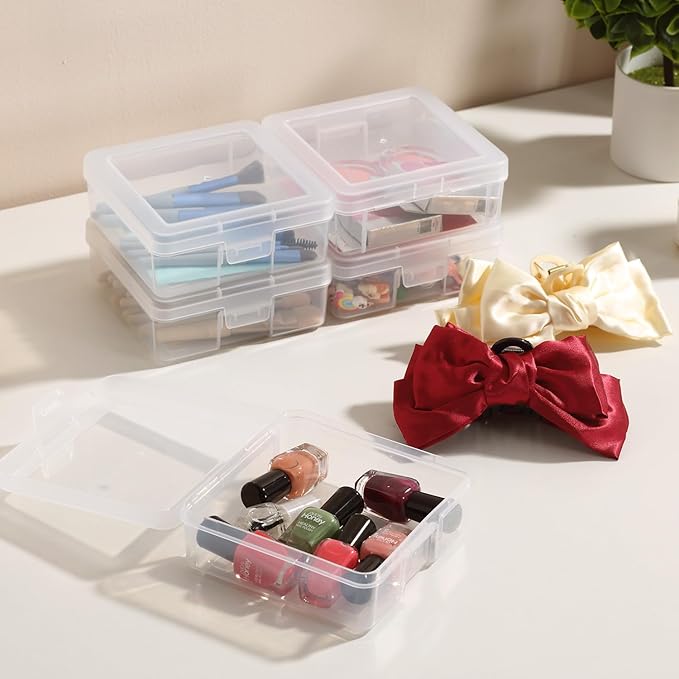 18 Pack Small Clear Plastic Storage Boxes with Lids, Arts & Crafts Storage Boxes & Organizers Storage Container Craft Jewelry Life Item Organizer for Puzzles, Pens, Rings,Nail Polish