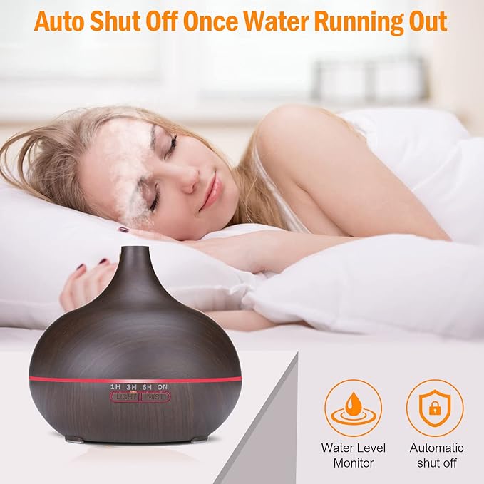 Diffusers for Essential Oils Large Room 550ml Aroma Diffuser for Home, Ultra Quiet Aromatherapy Essential Oil Diffuser, Ultrasonic Cool Mist Humidifier with 7 Light Colors, Timer Setting