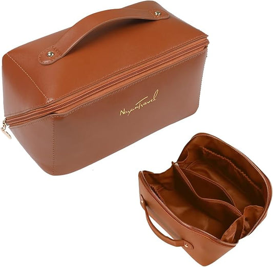 Travel Makeup Bag,Large Capacity Cosmetic Bags for Women,Waterproof Portable Pouch Open Flat Toiletry Bag Pattern Makeup Bag