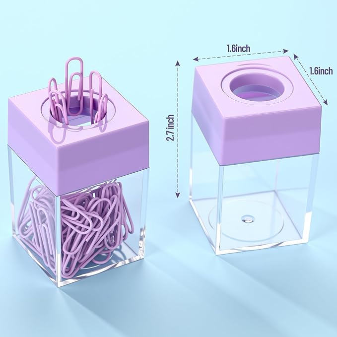 Outus 4 Pieces Magnetic Paper Clip Dispenser Holder Paperclip Dispenser for Desk, School, Office (Purple)
