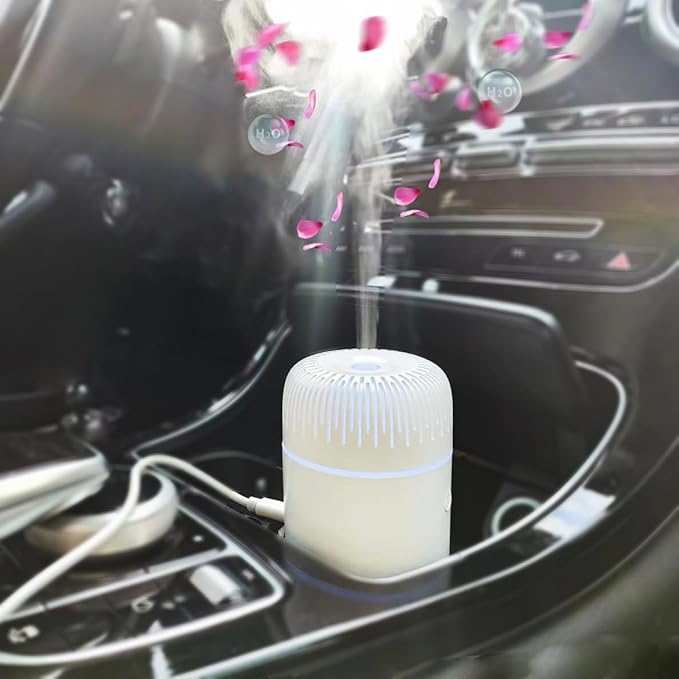 Unee Car Diffuser,USB 100ml Small Humidifier Essential Oil Aroma Diffuser Aromatherapy Diffusers Cool Mist for Car Home Office(White)
