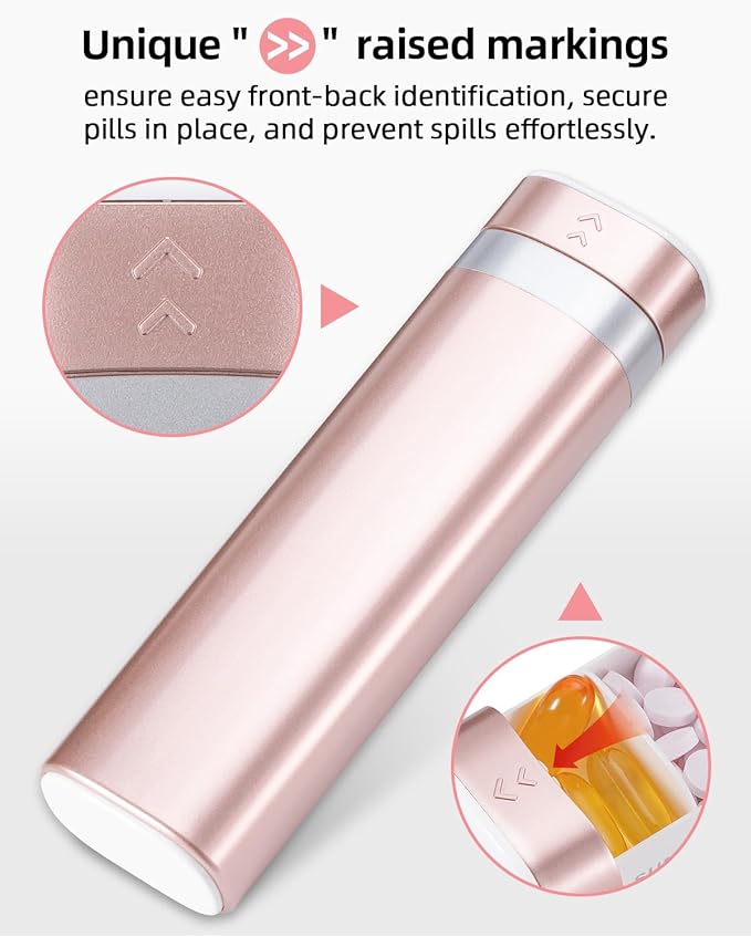 Betife Travel Pill Organizer Weekly 7 Day, Compact Daily Pill Box, Portable Medicine Case, Cute Pill Holder for Vitamins Supplements, Drawer-Shaped Pills Organizer(Pink)