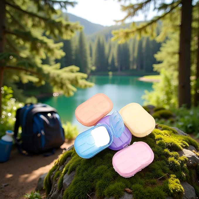 5 Boxes 500 Sheets Colorful Disposable Soap Paper Hand Cleaner Fragrance Mini Color for school Indoor, Outdoor, Travel, Camping Hiking，Paper Soap，Travel,Foot Hand Care