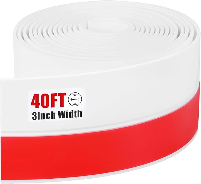 Draft Seal Tape for Doors and Windows 3 in x 40 Ft Silicone Weather Stripping Extra Thick 2mm Door Seal Strip with Strong Adhesive Draft Insulation Stopper Side Seal - White