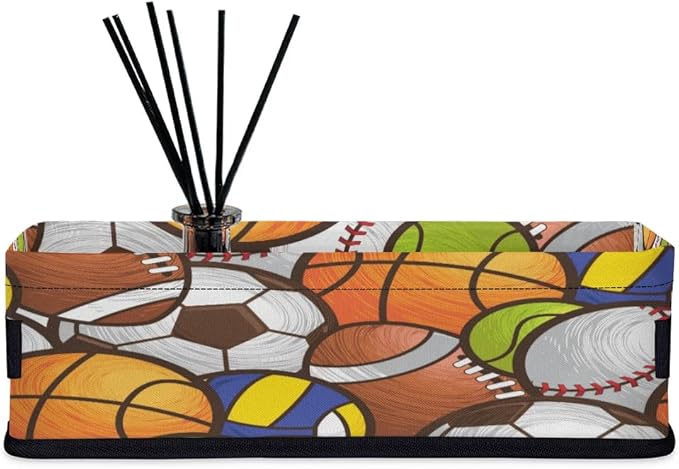 Sport Ball Small Bathroom Baskets for Toilet,Foldable Toilet Paper Tank Basket Organizer for Towels Storage Decorative Open Storage Bins for Home,Closet,Containers,Cabinet