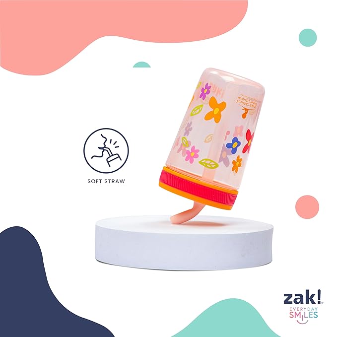 Zak Designs St. Jude Kelso Toddler Tumblers For Travel or At Home, 15oz 2-Pack Durable Plastic Sippy Cups With Leak-Proof Design is Perfect For Kids (Space and Smiles)