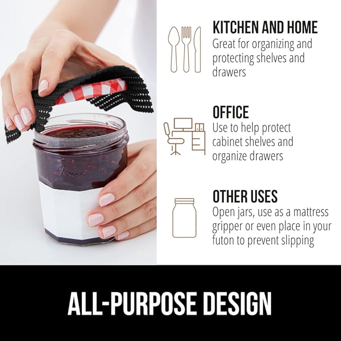 GORILLA GRIP powerGRIP Drawer Shelf and Cabinet Liner, Thick Strong Hold, Non-Adhesive Liners Protect Kitchen Cabinets and Cupboard, Bathroom Drawers, Easy Install, Breathable Mat, 20" x30', Black