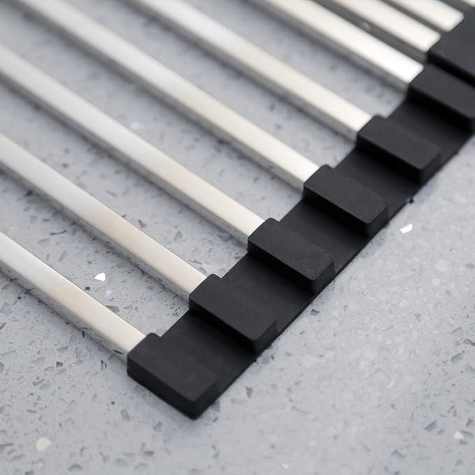 Ahyuan Roll up Dish Drying Rack Over The Sink Dish Drying Rack Cubic Rolling Dish Rack Over Sink Dish Racks for Kitchen Counter RV Camper Accessories for Travel Trailers (Black, 20.5''Wx13.4''L)