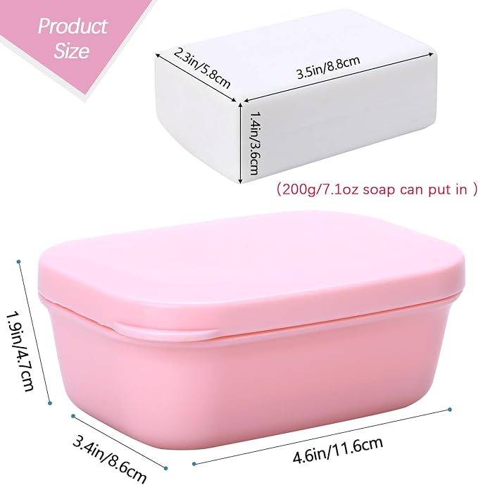1 Pack Soap Travel Container Portable Soap Case Leakproof Soap Box Soap Saver Dish with Cover Plastic Soap Bar Holder for Camping Outdoor Bathroom Shower Gym Hiking Traveling（Pink）