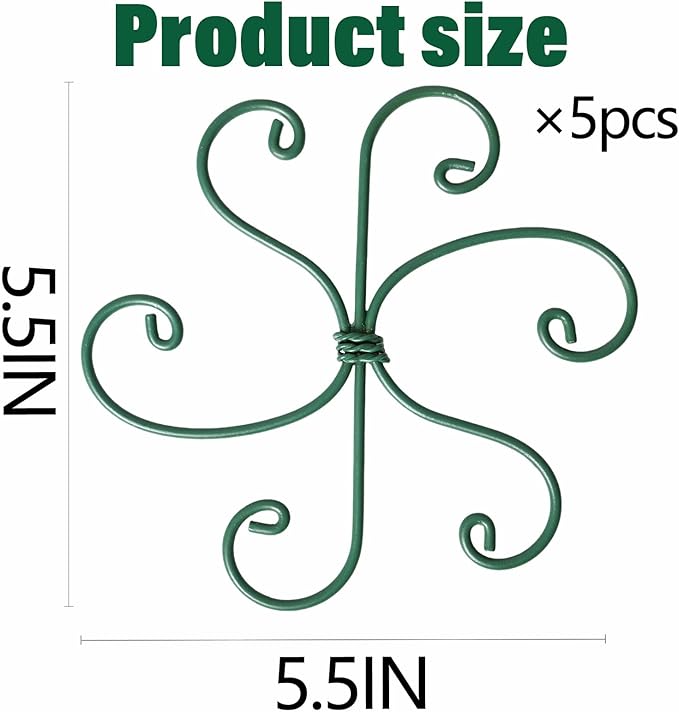 5PCS Monstera Plant Support Hook Green, 5.5IN - Durable Metal Stem Support for Indoor Plants, Adjustable & Easy to Install, Ideal for Monstera, Fishbone Cactus, and Decorative Plant Care