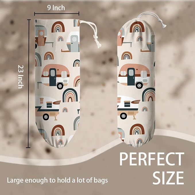 Stylish Painting Plastic Bags Holder, Grocery Bag Organizer for Home Kitchen Pantry, Plastic Bags Storage Container Dispensers, Kitchen Housewarming Gifts for Women, Pattern Garbage Bag 48