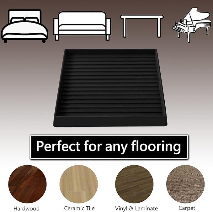 5x5 Square Rubber Furniture Caster Cups, Anti-Sliding Furniture Pads Bed Stopper Floor Protectors with Grip - Protect Any Flooring