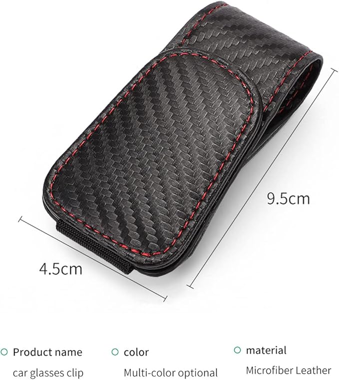 Magnetic Leather Sunglass Holder for Car, Sunglasses Clip for Car Visor, Auto Interior Accessories Universal for Different Size Eyeglasses (Carbon Fiber)