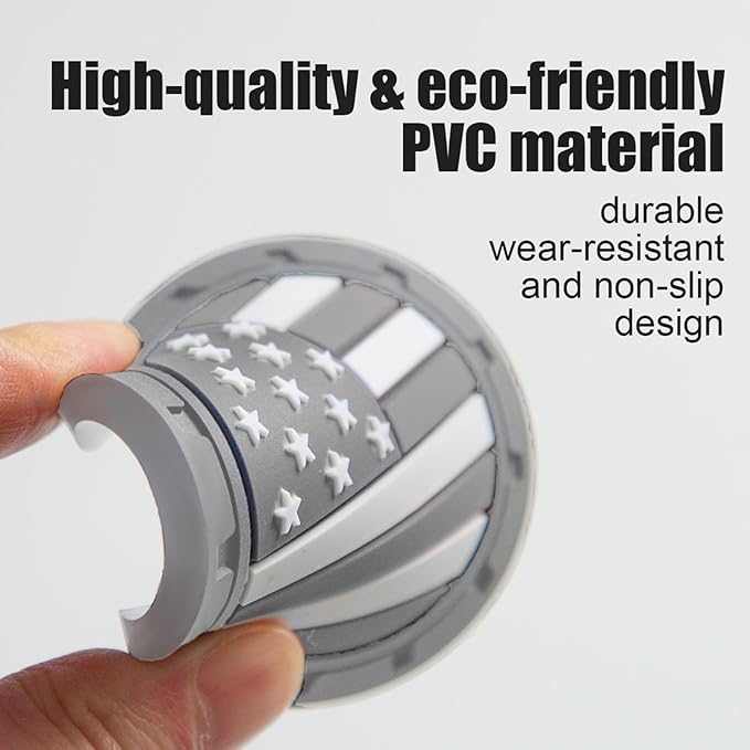Car Cup Holder Coasters 4 Pack - American Flag 2.75 Inch Anti Slip Shockproof Drink Mat - Vehicle Interior Decor Accessories Grey