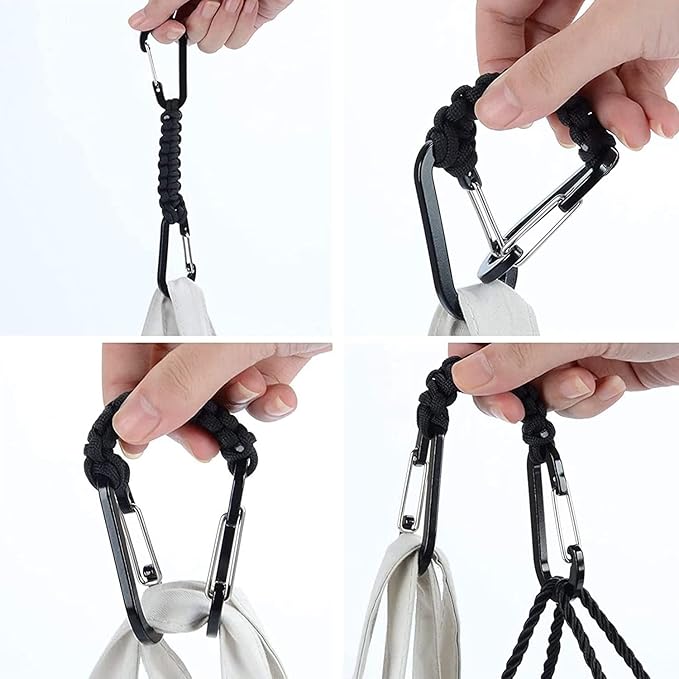 BRAVESHINE Paracord Keychain Carabiner Clip, D-Ring Lanyard Hanger Stroller Hook for Water Bottle, Key, Backpacks, Men, Women