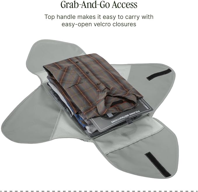 Eagle Creek Pack-It Reveal Garment Folder - Travel Garment Bag with Compression Wings to Maximize Luggage Space - Convenient Top Handle - Quick Drying Material - Storm Grey - Large