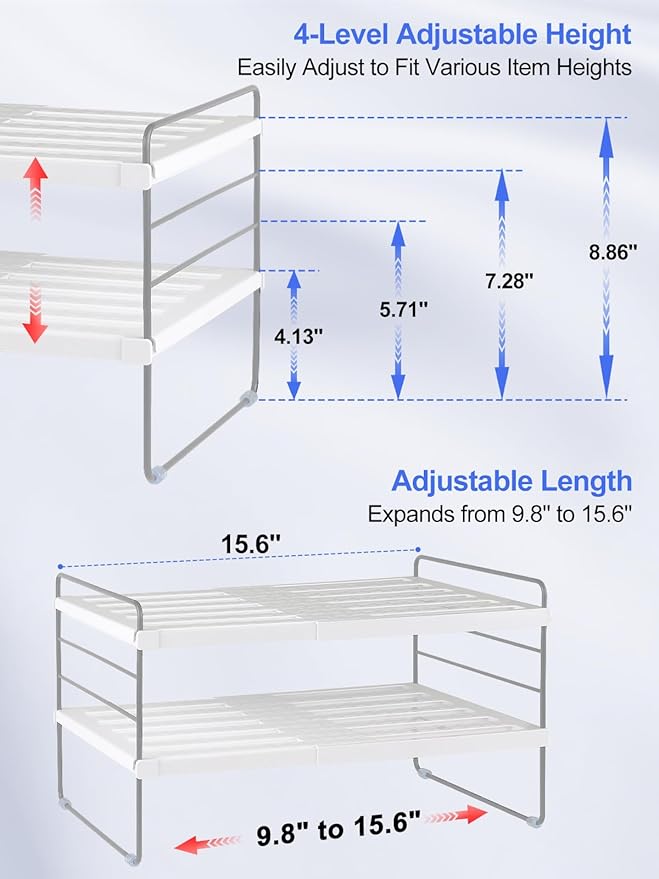 Cirhy Kitchen Wrap Organizer, Expandable Pantry Organizers and Storage, 3-Tier Foil and Plastic Wrap Organizer for Cabinet, Adjustable Shelf for Tin Foil, Ziplock Box, Saran Wrap (9.8-15.6")
