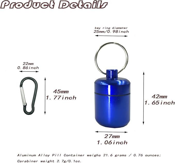 4 Pieces Keychain Pill Holder,Waterproof Seal Small Pill Box Mountaineering Keychain Portable Aluminum Alloy Pill Container Portable Coin Storage earplug case (4se)
