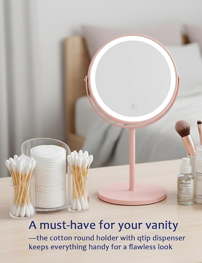 Qtip Holder & Cotton Pad Holder – Clear Open Bathroom Organizer for Vanity Accessories, Small Countertop Storage Box, Cotton Round Dispenser for Dorm & Travel