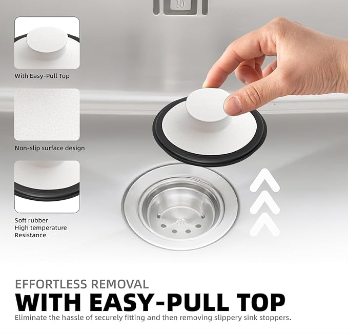 RQYEKDO Kitchen Sink Stopper, Stainless Steel 3-1/2 inch Universal Sink Plug Cover for Garbage Disposal Flange Drain,Fit for InSinkErator, Moen,Waste Maid, and More（White