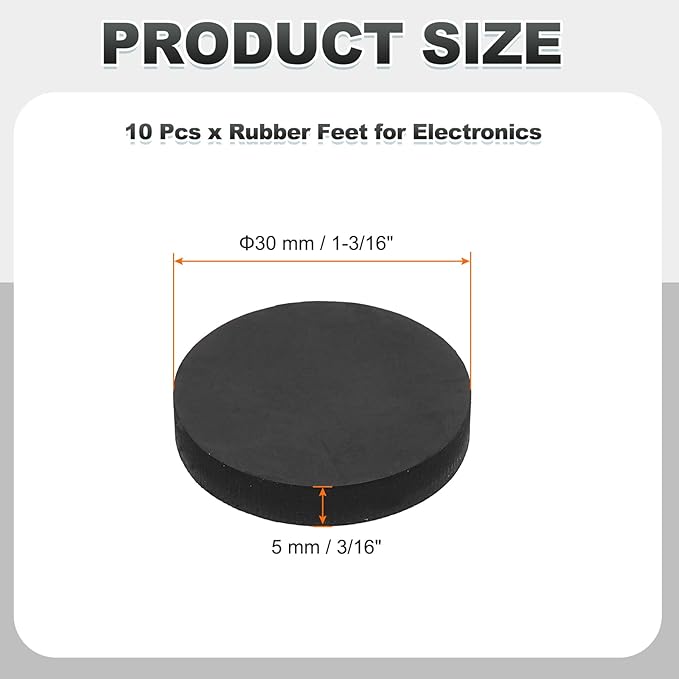 PATIKIL Non Slip Furniture Pads 1-3/16" (30mm x 5mm), 10 Pcs Adhesive Backed Round Rubber Feet Anti-Scratch Rubber Furniture Grippers for Hardwood Floor Electronics Bed Drawers DIY