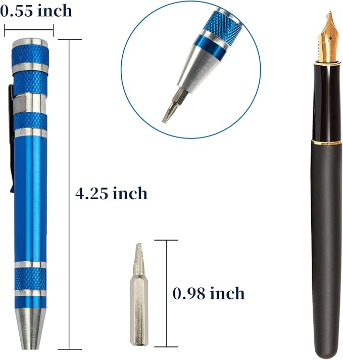 SWATOM 8 in 1 Mini Screwdriver Set Small Screwdrivers Pen Magnetic Repair Tools EDC Compact Gadgets Computer Eyeglasses Home Improvement (Green)