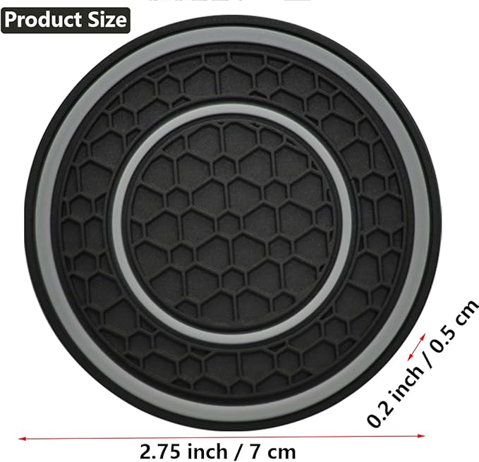 Car Cup Coaster Universal Automotive Waterproof Non-Slip Cup Holders Sift-Proof Spill Holder Car Interior Accessories 4 Pack Black & Gray