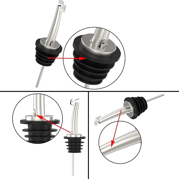 Axe Sickle 12 Pcs Oil Spout Liquor Bottle Pourer Spouts Stainless Steel Speed Pour Spouts Olive Oil Dispenser Spout with Flip Top for About 3/4"" Bottle Mouth