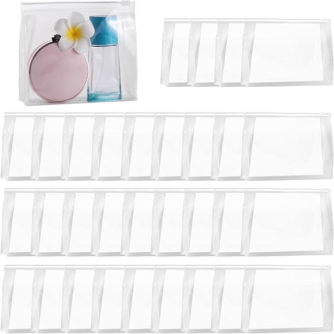 50 PCS Mini Clear Makeup Bag, Small Clear Zipper Pouch Travel Bag for Toiletries Plastic Cosmetic Organizer Waterproof, for Swimsuit Bikini Travel Vacation (5.9 x 5.1 x 1.4 Inch)