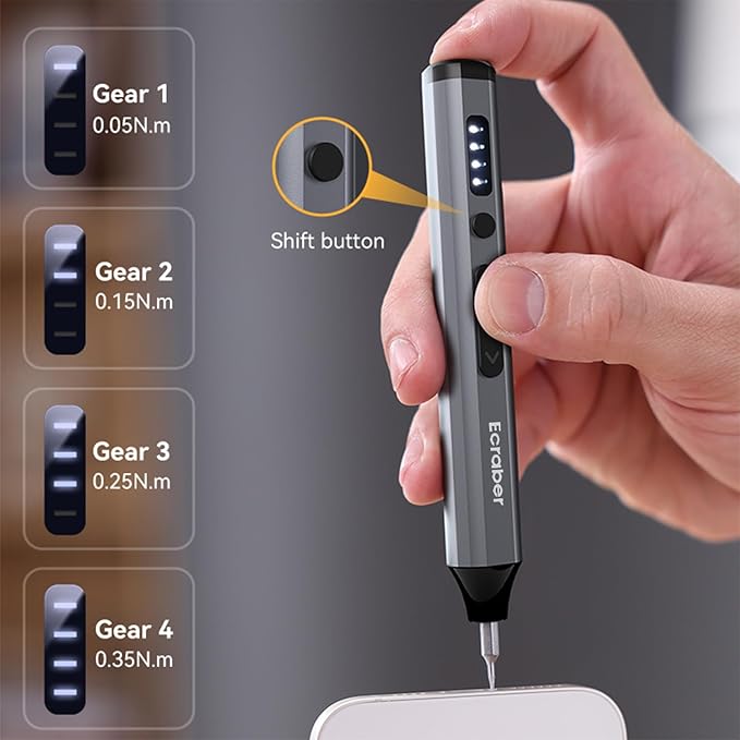 34-in-1 Mini Electric Precision Screwdriver Sets, Cordless Screwdriver with 30pcs S2 Magnetic Bits, 4 LED lIghts, 5 Torque Settings，Repair Tool Kit for Phone, Watch, Drones, Computer, Laptop