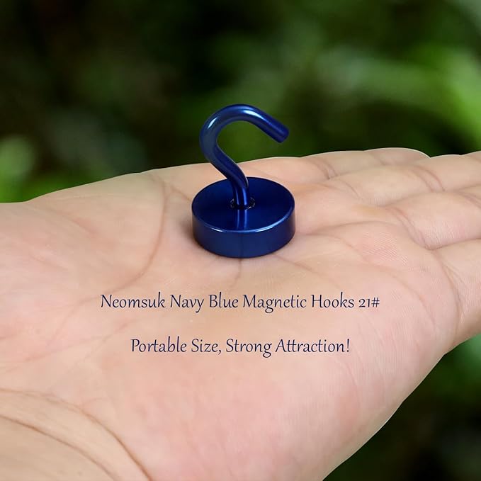 Neosmuk Magnetic Hooks, Cruise Ship Essentials, 40lb+ Heavy Duty Magnetic Hooks for Cruise Cabins, Refrigerator, Grill, Hanging, and Travel | Extra Strong Must-Haves Magnet Hook,Navyblue