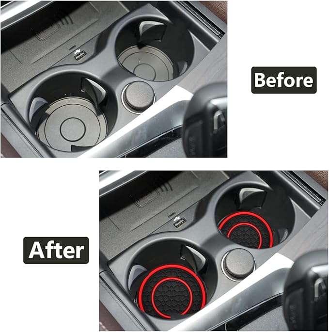Car Cup Coaster Universal Automotive Waterproof Non-Slip Cup Holders Sift-Proof Spill Holder Car Interior Accessories 2 Pack Black & Red