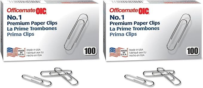 Officemate Paper Clips (OIC99916) (Pack of 2)