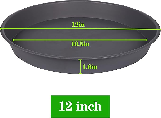 Bleuhome 6 Pack of 12 inch Plant Saucer Gray, Heavy Duty Plastic Plant Saucer 12 inch Round, Durable Plant Tray for Pots, Flower Saucers for Indoors, Plant Trays for Planter 11"/12" (12", Cement Gray)