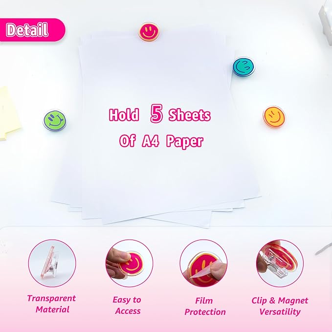 Nuvretk 12 Pack Magnetic Clips for Fridge and Whiteboard – Cute Colorful Bag Sealers, Cheerful Chip Holders for Snack Bags, Food Storage, Kitchen, Home, and Office Use