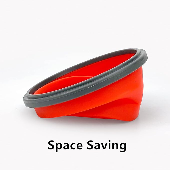 CCyanzi 3piece Round Collapsible Bowl with Lids, Silicone Food Storage Containers, Microwave & Freezer Safe, Space Saving for Kitchen Cabinet and Camping Backpack,(Red Gray)