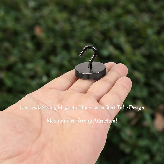 Neosmuk Magnetic Hooks, Cruise Ship Essentials, 100lb+ Heavy Duty Magnetic Hooks for Cruise Cabins, Refrigerator, Grill, Hanging, and Travel | Extra Strong Must-Haves Magnet Hook,Gunmetal
