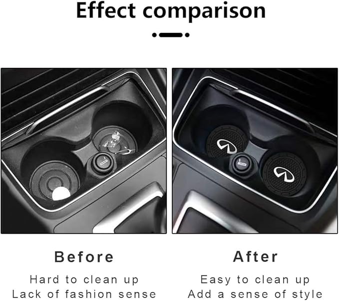 Car Interior Accessories for Infi?ti Cup Holder Insert Coaster - Silicone Anti Slip Cup Mat for in?niti QX50 Q50 Q70 Q70L Q60 QX30 QX60 QX80 (Set of 2, 2.75" Diameter)