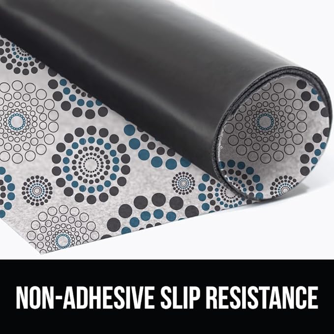 GORILLA GRIP LeakGuard Non-Adhesive Under Sink Mat for Kitchen Cabinet, 24x50, Waterproof Quick Dry Shelf Liner, Durable Absorbent Felt Mats for Bathroom Sink, Cabinets, Dresser, Spiral Gray Turquoise