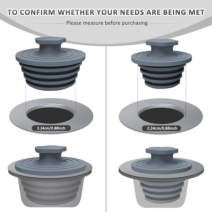 Bathtub Drain Stopper - 2 Pack Universal Shower Drain Cover & Sink Strainer, Tub Stopper Bathtub Drain for Bathroom, Tub, and Shower Drain - Easy Install Shower Drain (Dark Gray)