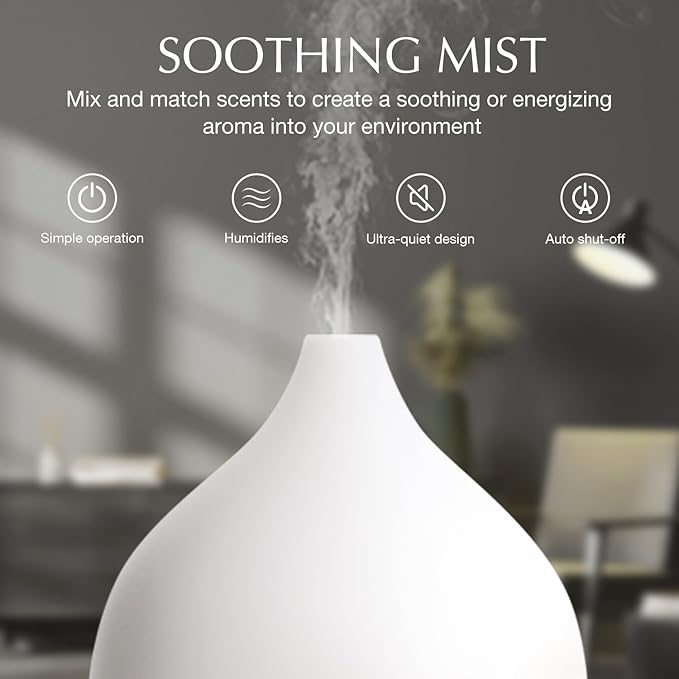 SALKING Essential Oil Diffuser (Set of 2 Dark), 100ml Small Ultrasonic Aromatherapy Diffuser for Essential Oils, Auto Shut-Off, Cool Mist Humidifier with Warm White Light, for Office Home