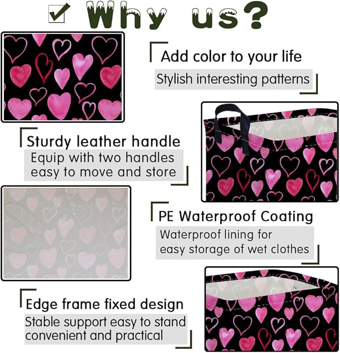 Rectangular Valentine's Day Gift Basket,nursery basket,Girls gift baskets,kids toy storage Bin, Love Heart Room Decor for Home,Shelf Baskets(Attract love)