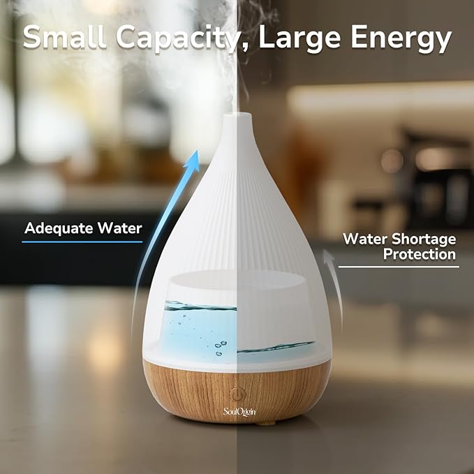 Ultrasonic Essential Oil Diffuser, Home Fragrance Aroma Diffuser with Auto Shut-Off, 8-Color Night Light & Ultra-Quiet Operation, BPA-Free Portable Aromatherapy Humidifier for Home (Light)