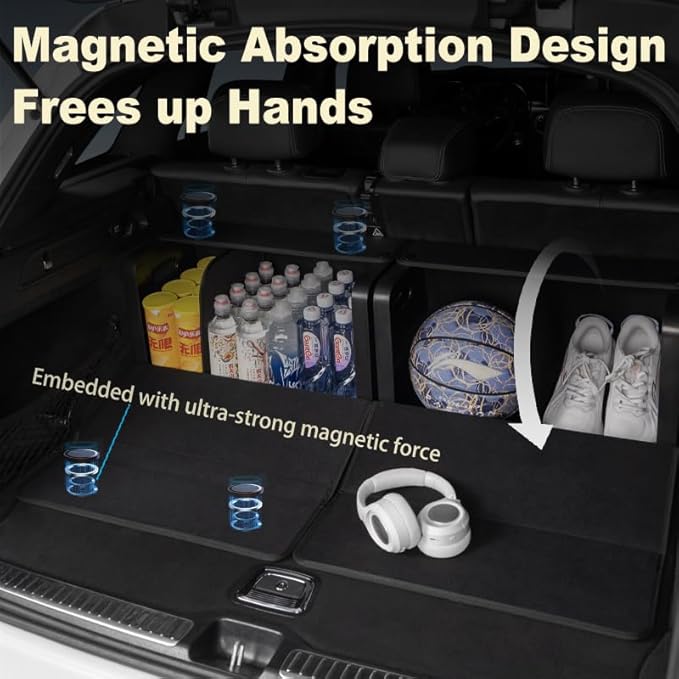 GMQ Trunk Organizers for Car,Car Organizers and Storage for SUV,Magnetic Lid with Collapsible Storage, Large Capacity for SUV, Truck, MPV (L-21.5×13×12.5 IN)