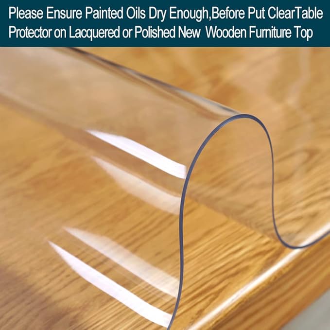 Thicken Clear Vinyl Table Pad Protector 16x42 Plastic Table Cover Desk Protector Mat Crystal Table Pad Heat Resistant Non-Slip Clear Transparent Tablecloth Cover Thicken Scrach Water Proof Easy Clean