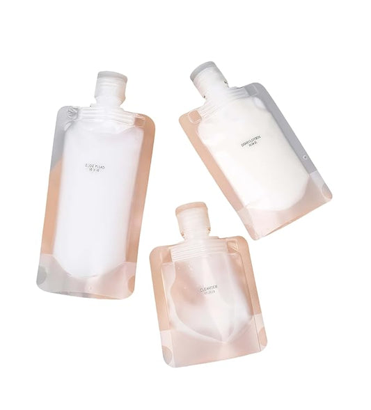 10 Pack Travel Pouches for Toiletries, Portable Containers, Stand-Up Pouch, Refillable Travel Accessories for Shampoo Conditioner (100ML/3.4OZ/10 pieces)