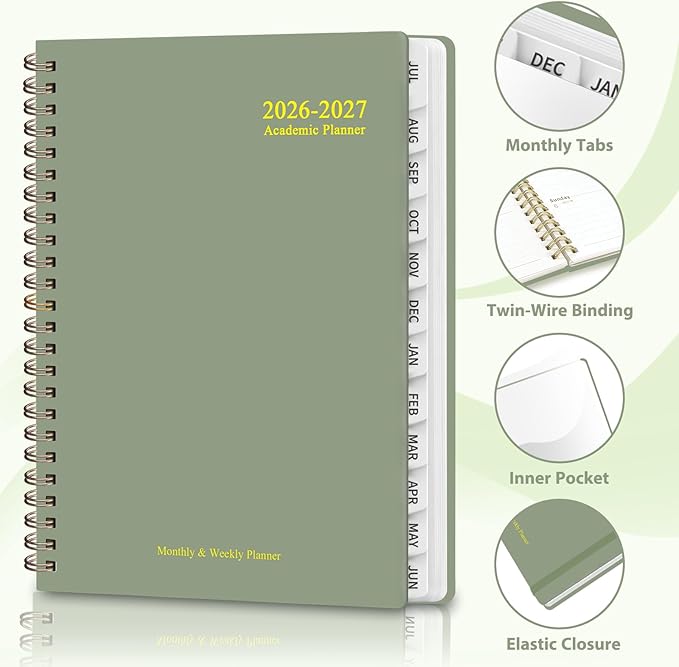 Planner 2026-2027, Weekly and Monthly Academic Planner, July 2026 - June 2027, Hardcover Calendar Agenda Book for School Year Planning, School Supplies for Teacher and Student, Letter Size(8.5'' x 11'')