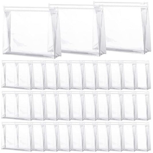 Xuniea 50 Pcs Mini Clear Makeup Bag Small Clear Zipper Pouch Travel Plastic Cosmetic Organizer Waterproof for Toiletries Swimsuit Bikini Bathing Suit (8.6'', Transparent)